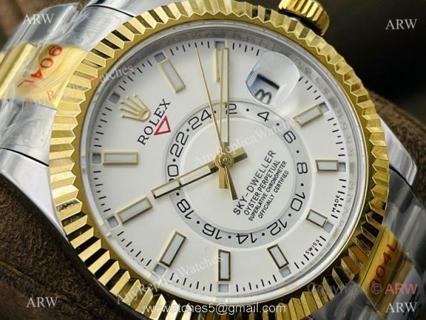 2021 New! DR Factory Rolex Sky-Dweller 42mm Watch Two Tone White Face 2