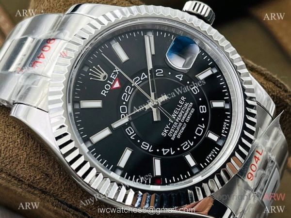 DR Factory Rolex Sky-Dweller 42mm Stainless Steel Black Dial Swiss Grade Rolex Watch 2