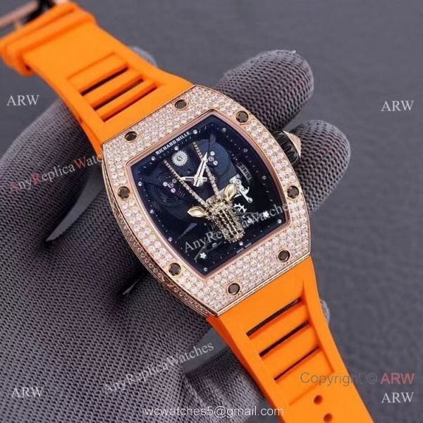 Swiss Quality Replica Richard Mille Goat Mask Automatic Watches Rose Gold 2