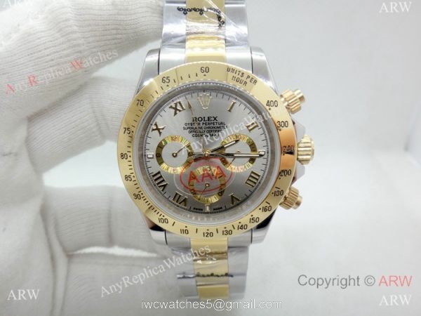 High Quality Copy Rolex Daytona Two Tone Gray Roman Watch 40mm 2