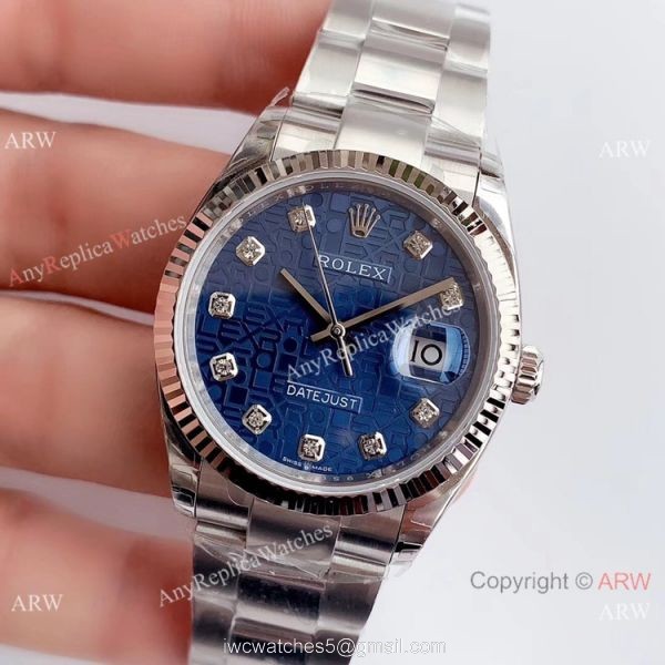 (EW) Swiss Copy Rolex Datejust 36mm Watch Stainless Steel Blue Computer Dial Rolex EW Factory 2