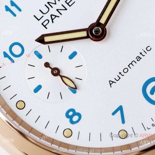 (VS) Swiss Panerai Luminor PAM756 Rose Gold White Face Watch 2