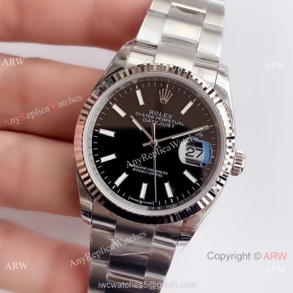 Swiss Knockoff Rolex Datejust EW Factory 3235 Black Dial Watch 36mm 2