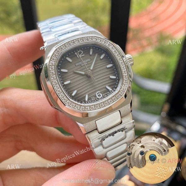 Copy Patek Philippe Nautilus Ladies 35mm Watches Diamond Bezel 2
