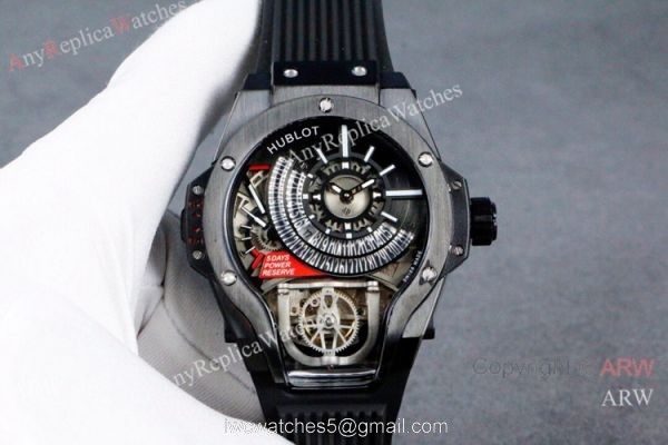 Swiss Quality Hublot Tourbillon Skeleton MP-09 Tourbillon Bi-Axis Silver Watches 2