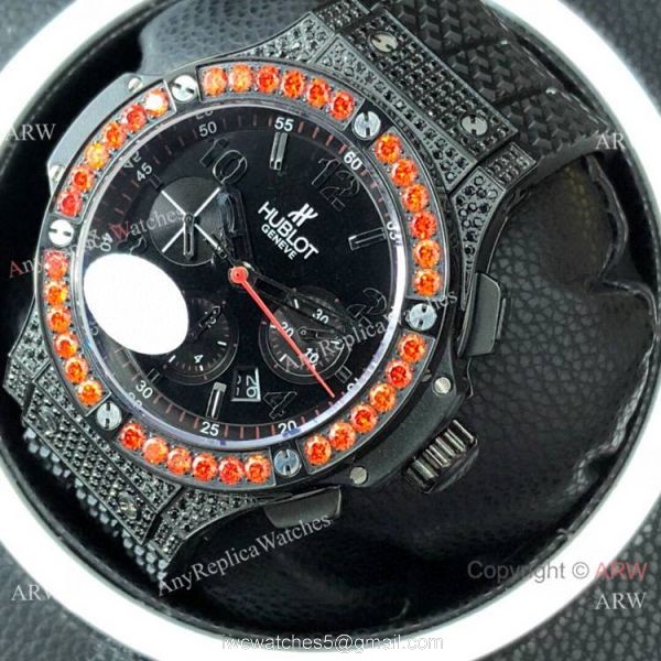 Swiss 7750 Hublot Big Bang Evolution Diamond Replica Watch All Black 2