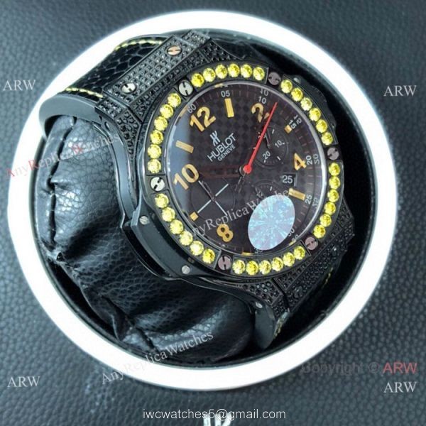 Swiss Copy Hublot Big Bang Evolution Yellow Diamond Watch 7750 Chronograph Movement 2
