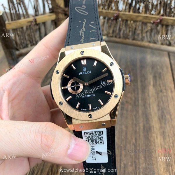 Fake Hublot Classic Fusion Black Dial Rose Gold Watches 42mm 2