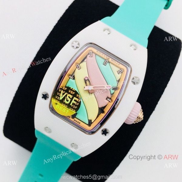 VS Factory Richard Mille AAA RM 07-03 Marshmallow BonBon Watch Green Rubber Strap 2