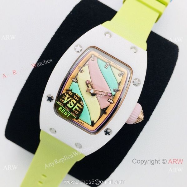 VS Factory Swiss Richard Mille RM07-03 BonBon Watch Ceramic Green Rubber Strap 2