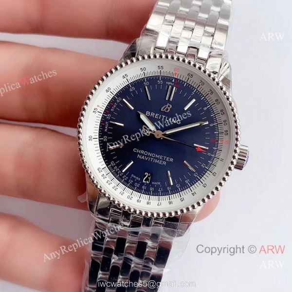 Swiss Replica Breitling Navitimer 1 Stainless Steel Blue Dial Watch 38mm 2