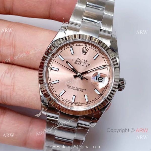 EW Factory Swiss 3235 Rolex Datejust Ss Salmon Dial Watch 36mm 2