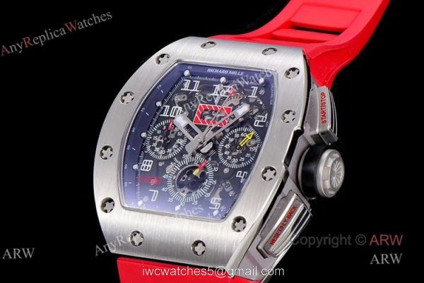 KV Factory Richard Mille RM 011 Red Rubber Band Automatic Replica Watches For Men 2