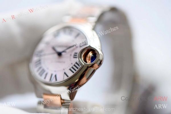V6 Factory Swiss Replica Cartier Ballon Bleu 33mm Watch 2-Tone Rose Gold Pink Dial 2