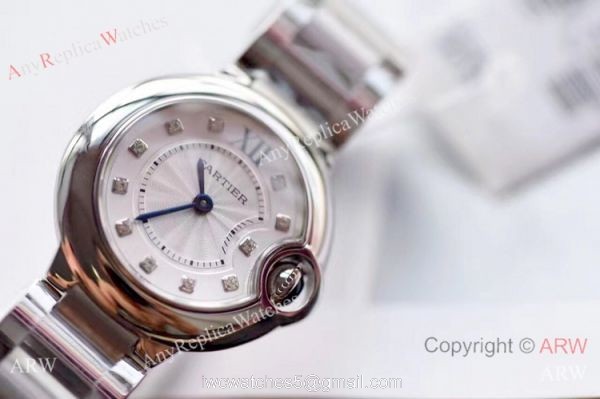V6 Factory Swiss Cartier Ballon Bleu WE902073 Diamond Markers Watch 28mm 2
