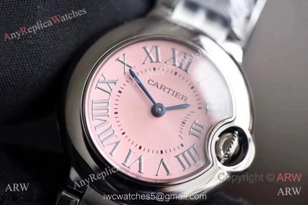 V6 Factory Copy Cartier Ballon Bleu Pink Face 28mm Ladies Watch 2