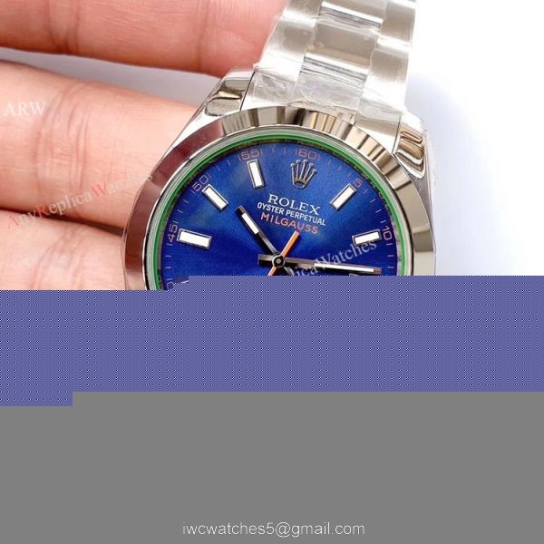 Noob Factory ETA2836 Rolex Milgauss Blue Replica Watch Stainless Steel Case 2