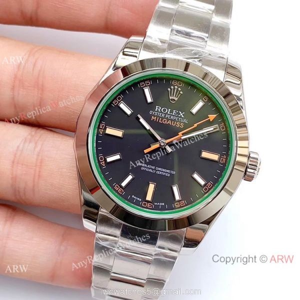 Noob Factory Swiss 2836 Rolex Milgauss 116400GV-72400 Black Dial Replica Watch 2