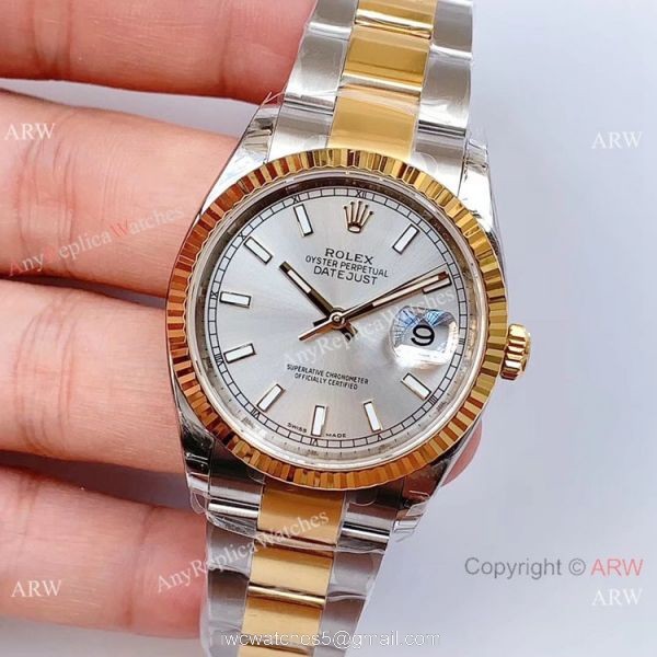 EW Swiss Replica Rolex Datejust 2-Tone Silver Dial Watch 36MM 2
