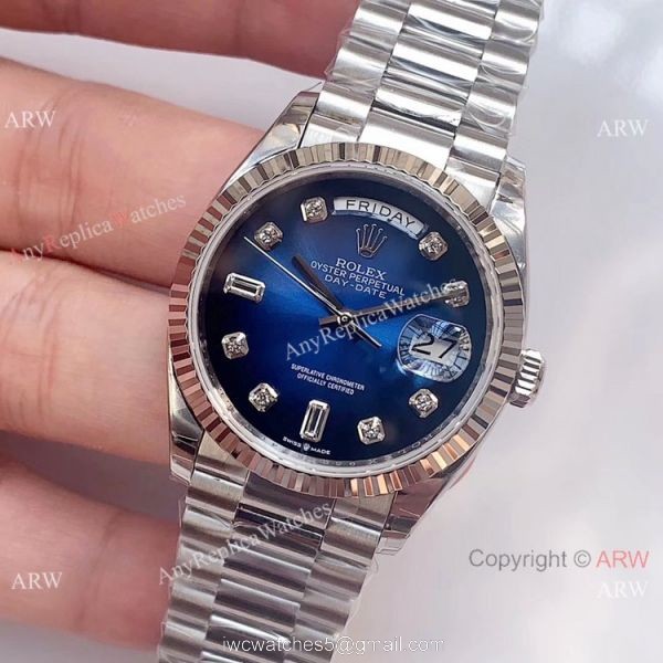 (EW)Swiss 3255 Replica Presidential Rolex Day-Date Blue Dial Watch High End Replica 2