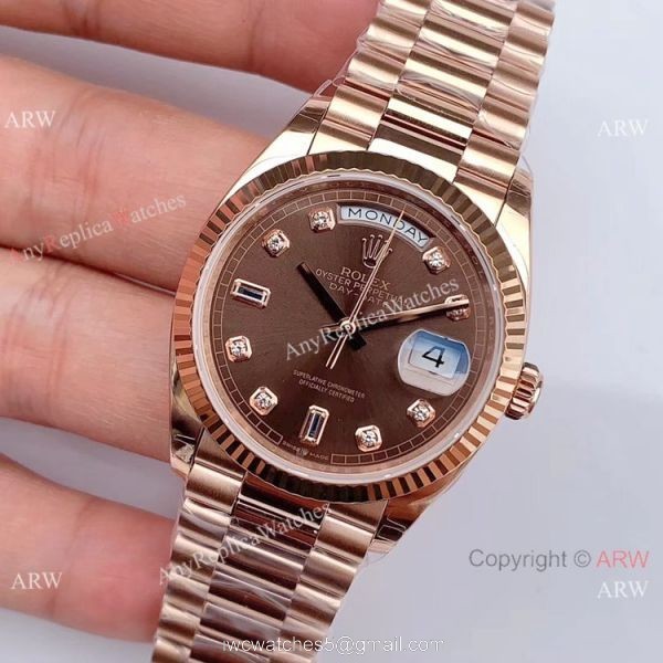 Swiss Rolex DayDate EWF 3255 36mm Men Rolex Everose Replica Watch 2