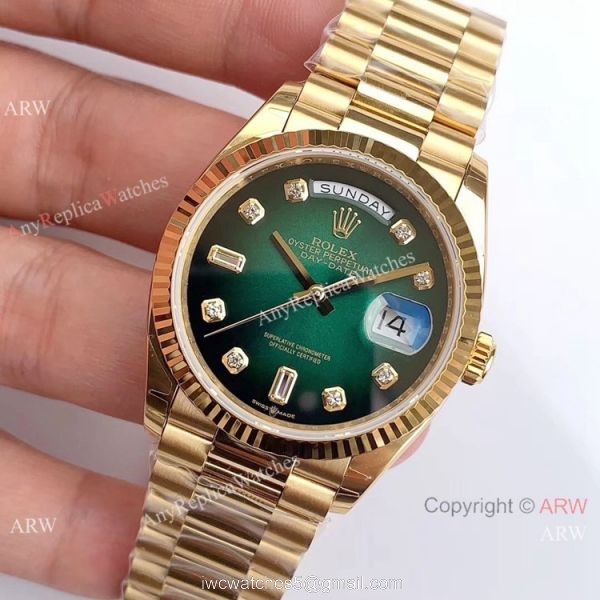 (EWF )Swiss Fake Rolex Presidential Day Date Green Dial Watch 3255 Movement 2