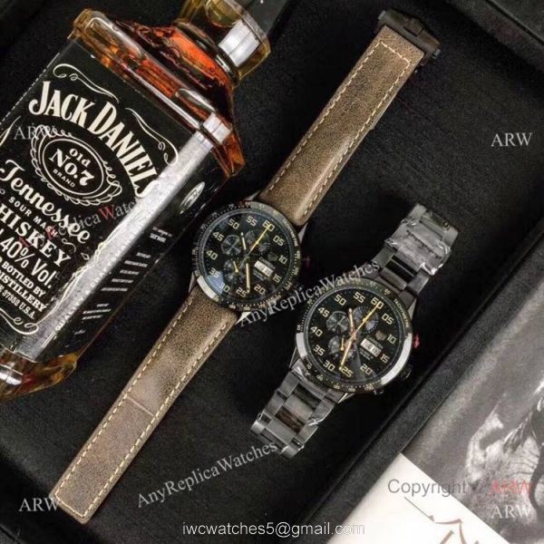 Replica Tag Heuer Carrera Calibre 16 Chrono Watches Black Steel 2