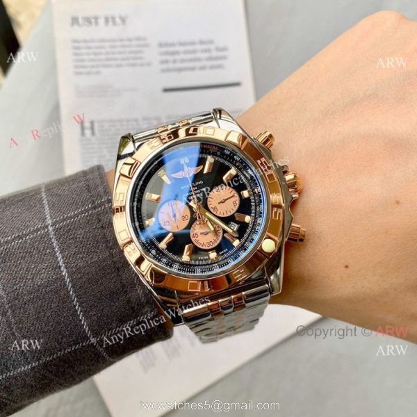 Two Tone Rose Gold Breitling Chronomat B01 Copy Watch 45mm 2