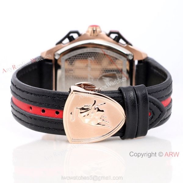New Copy Lamborghini Spyder 9004 Chrono Watch Rose Gold Black Bezel 2