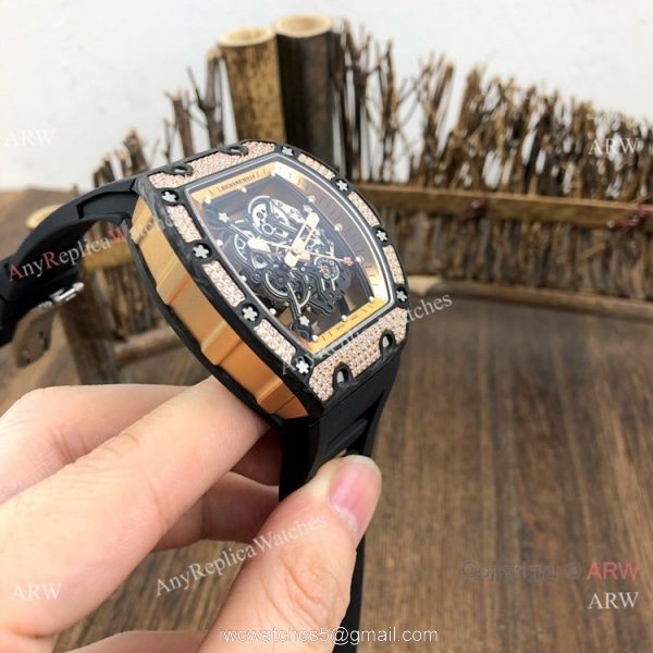 SWISS Replica Richard Mille Rm055 Rose Gold Diamond Watch V2 version 2