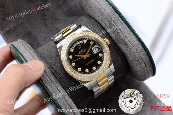NEW UPGRADED Fake Presidential Rolex DayDate 2 Black diamond Dial Watch 41mm 2