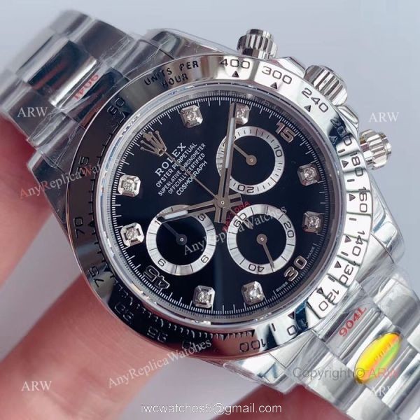 New Dial-Noob Factory Rolex Daytona Stainless Steel Black Dial Automatic Swiss Copy Watch 2