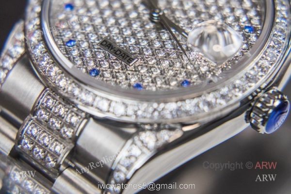 Iced Out Rolex Oyster Perpetual Day Date Fake Watches Swiss 2836-2 2