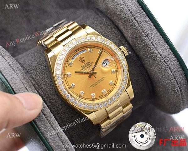NEW UPGRADED Copy Rolex Day-date II All Gold Diamond Watch 41mm 2