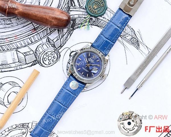 NEW UPGRADED Replica Rolex Datejust II Watch SS Blue Dial Blue Leather Strap 2