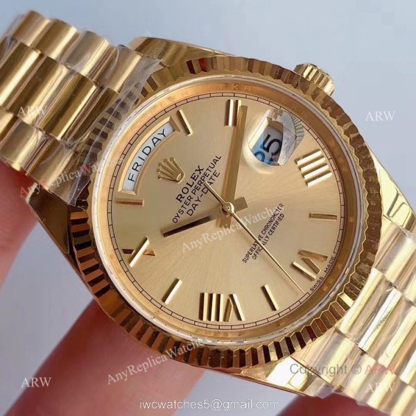 Noob Factory V3 Replica Rolex Day-Date ii 41 Yellow Gold Watch Swiss 3255 Movement 2