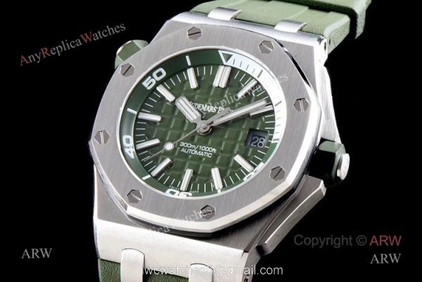 New JF Factory Audemars Piguet Royal Oak Offshore Diver 15710 Green Dial Watch Replica 2