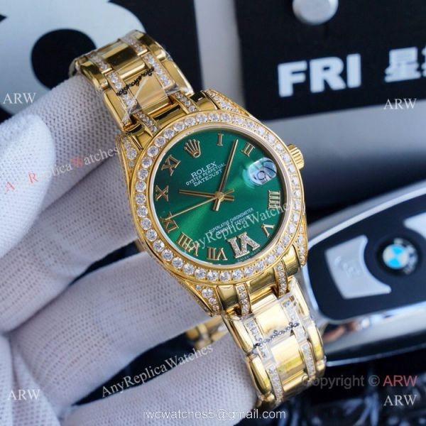 Replica Rolex Datejust Masterpiece Gold Diamond Watches 34mm 2