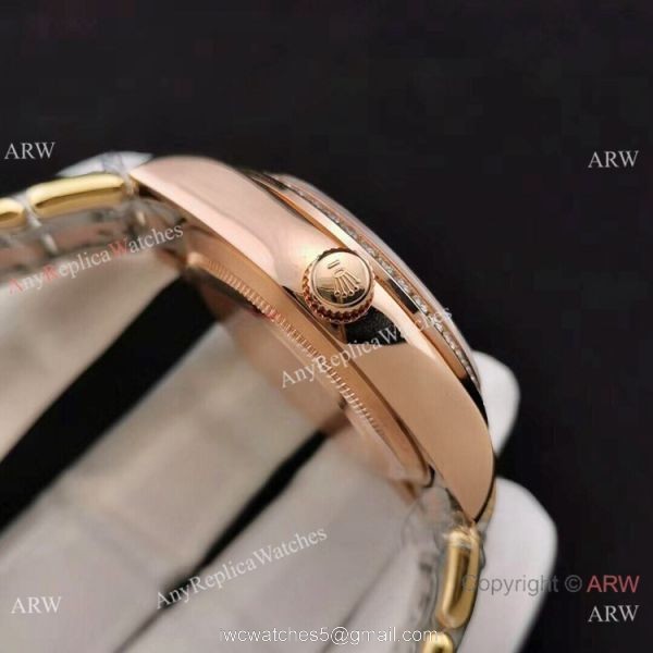 Copy Rolex DayDate Special Edition Men Watch Two Tone Rose Gold Diamond 2