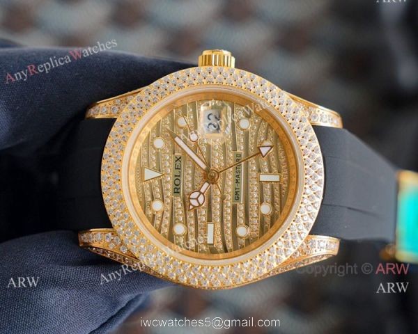 High Quality Rolex GMT-Master II Iced Out Watch Rubber Strap 2