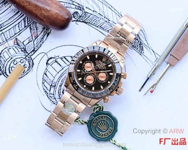 Rolex Daytona Rose Gold Ceramic Bezel Black Dial Watch 43mm 2