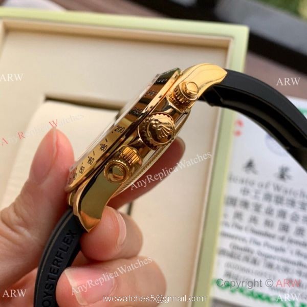 Copy Rolex Daytona Rubber Strap Oysterflex Strap Yellow Gold 43mm 2