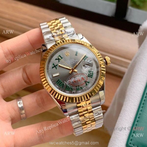 Upgraded Copy Rolex Jubilee Rose Gold Datejust II Watches Green Roman 40mm 2