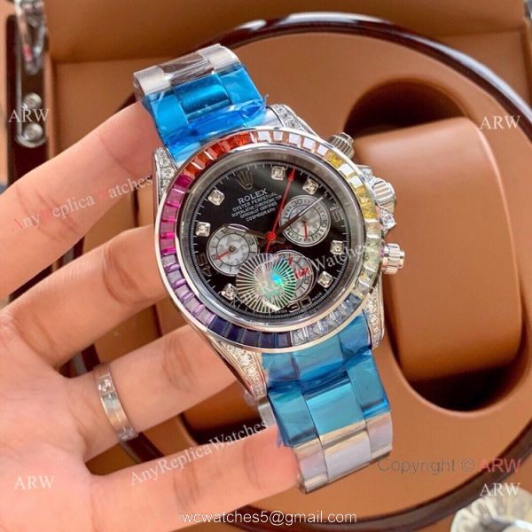 Rolex Rainbow Daytona Watch Yellow Gold Diamonds on lugs Automatic Movement 2