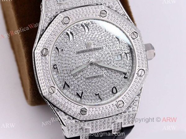 Swiss Replica Audemars Piguet Royal Oak Diamonds With Arabic Dial Automatic Watch For Men 2