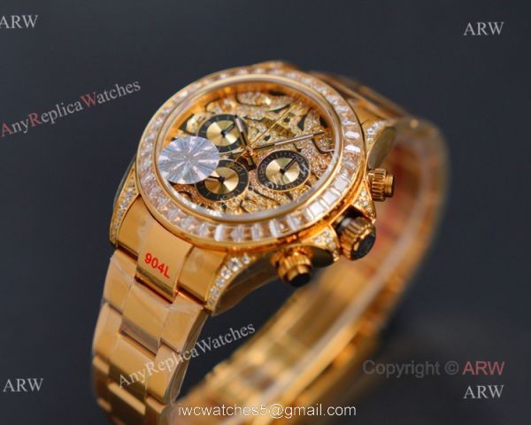 JH Factory Replica Rolex Tiger Eye Rose Gold Rolex Daytona 116588 TBR Diamond Watch 2