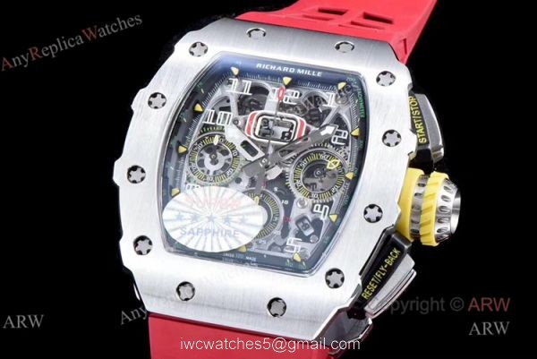 Swiss Replica KV Richard Mille RM 11-03 Red Rubber Band Flyback Chronograph Watch 2