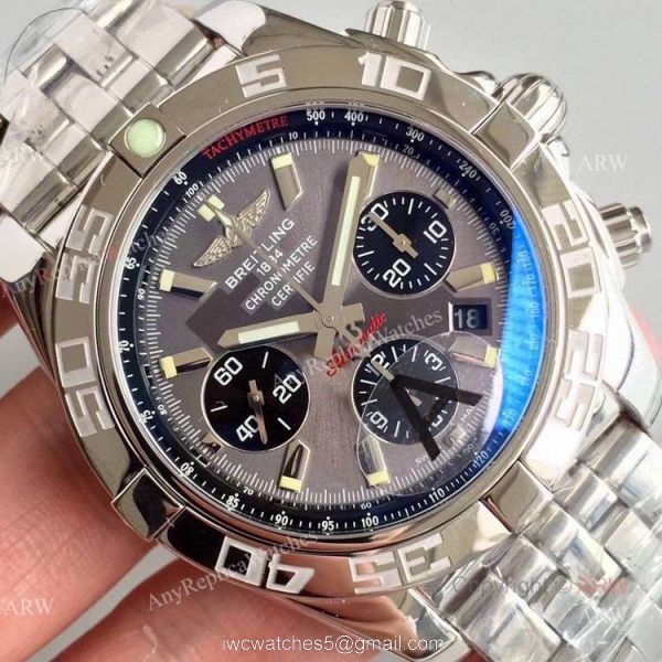 Swiss Breitling 1884 Replica Chronometre Certifie Stainless Steel Grey Dial Mens Watch 2