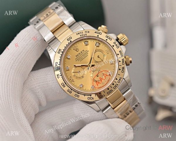 Copy Rolex Cosmograph Daytona 40 Watch Brown Dial with Diamond Markers 2