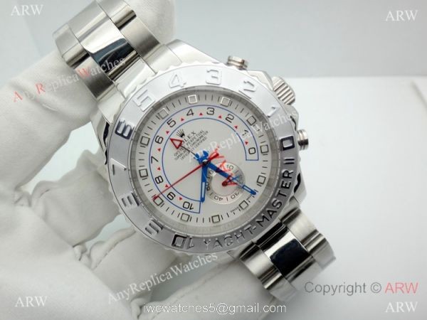 Copy Rolex Yacht-Master II Stainless Steel White Face Watch 44mm 2